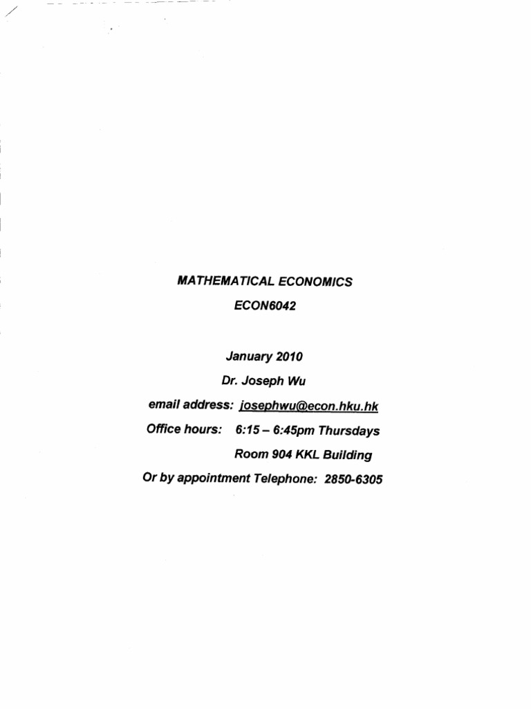 Xxzw - Lecture Note of Mathematical Economics | PDF | Mathematical Optimization |  Macroeconomics