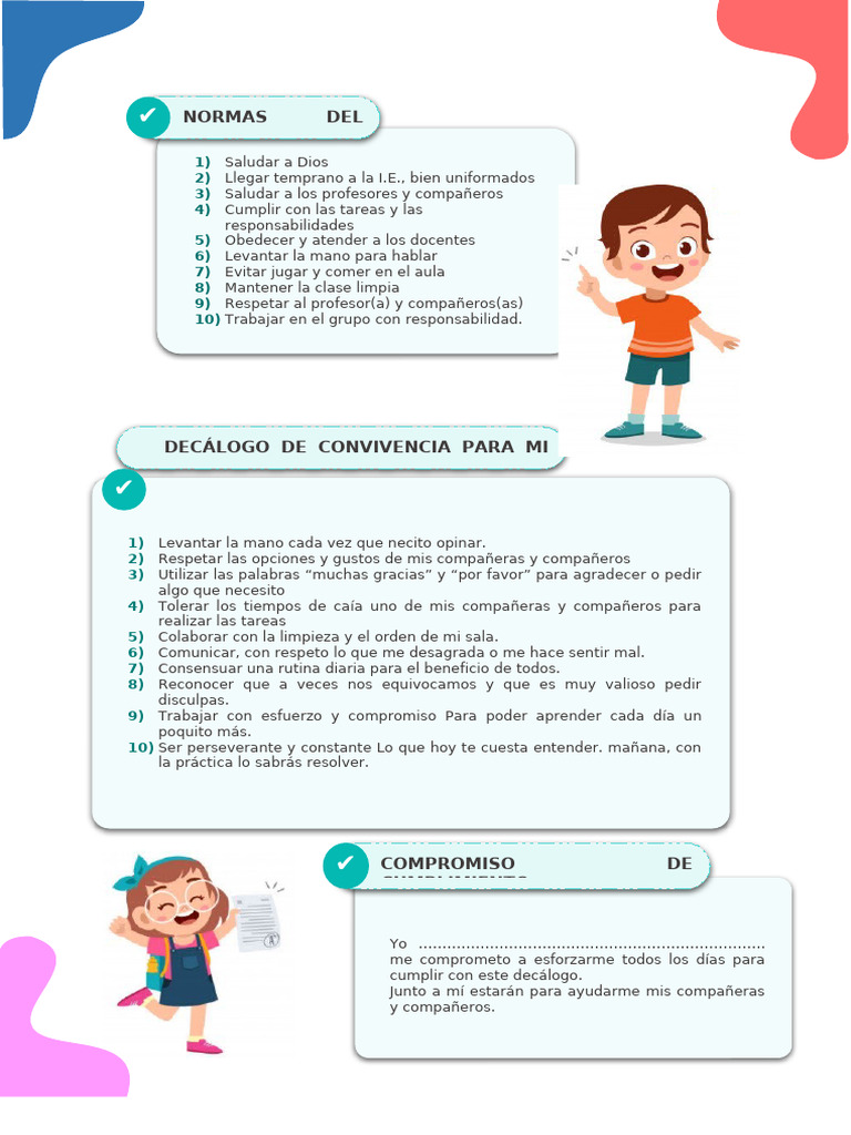 Normas y Decálogo de Convivencia Escolar | PDF