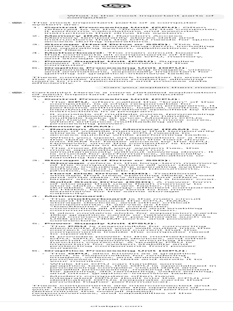 Important Computer Parts 2 | PDF