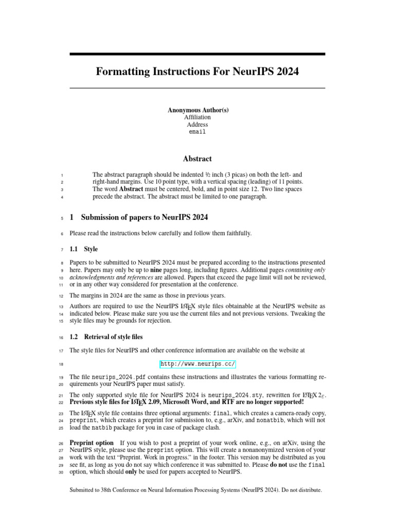 NeurIPS 2024 Formatting Guidelines | PDF | Standard Error ...