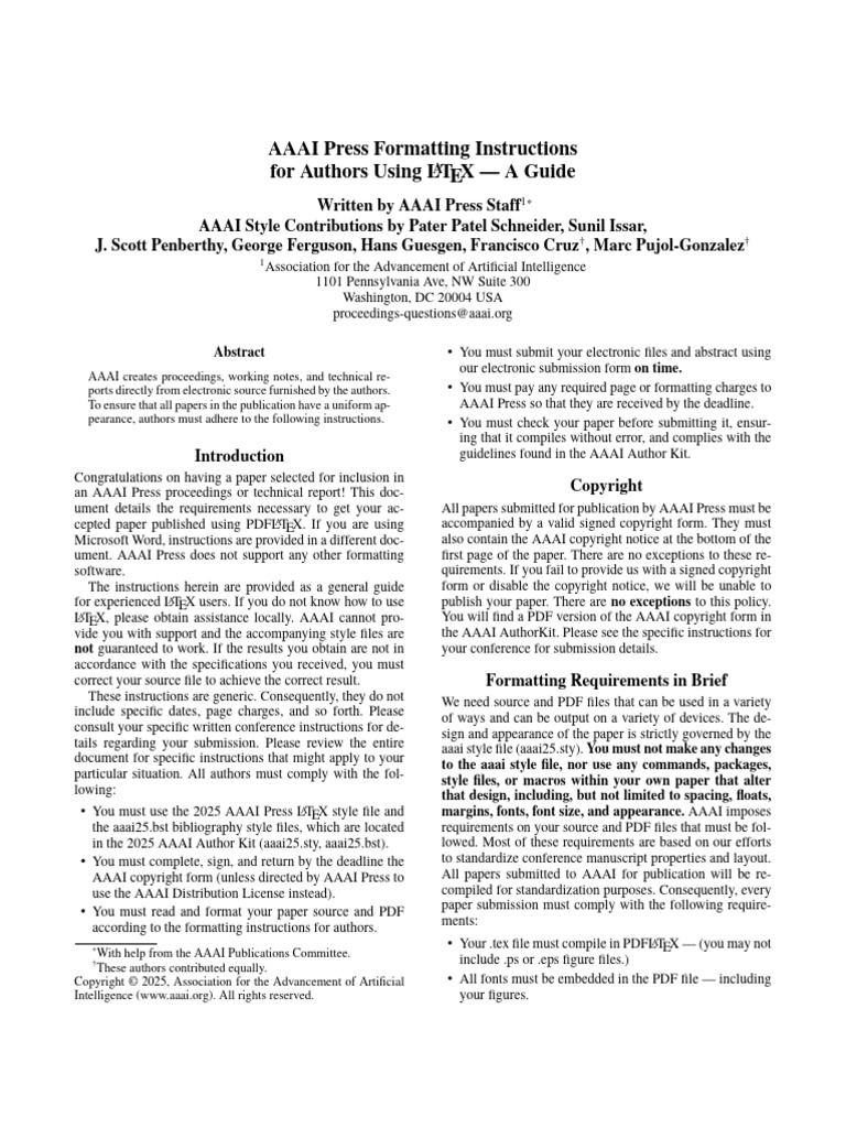 Formatting instructions latex 2025 pdf typefaces te x