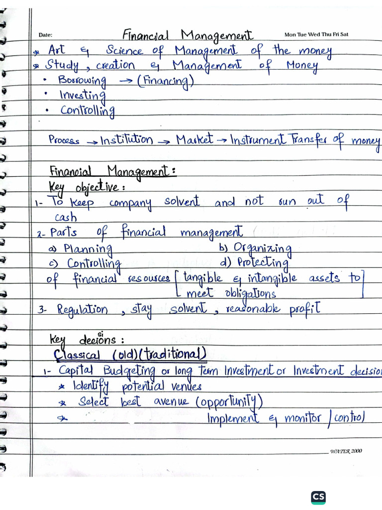 Financial Management Mid Notes | PDF