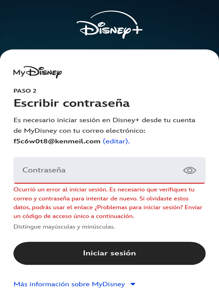 Error al Iniciar Sesión en Disney+ | PDF