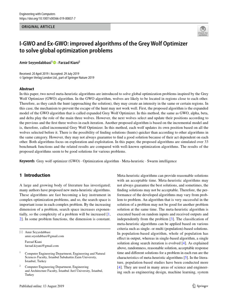 s00366-019-00837-7 | PDF | Mathematical Optimization | Algorithms