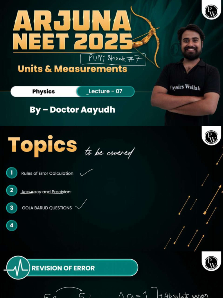 Units and Measurements 07 - Class Notes - Arjuna NEET 2025 | PDF