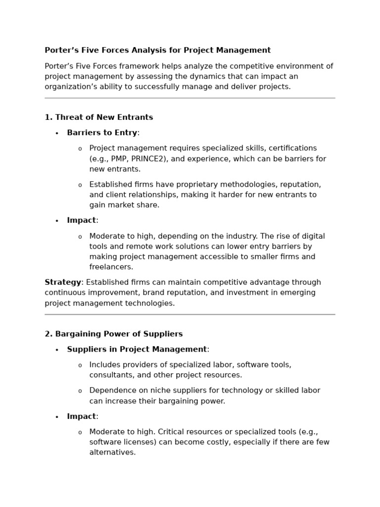 Porter’s Five Forces in Project Management | PDF | Project Management ...