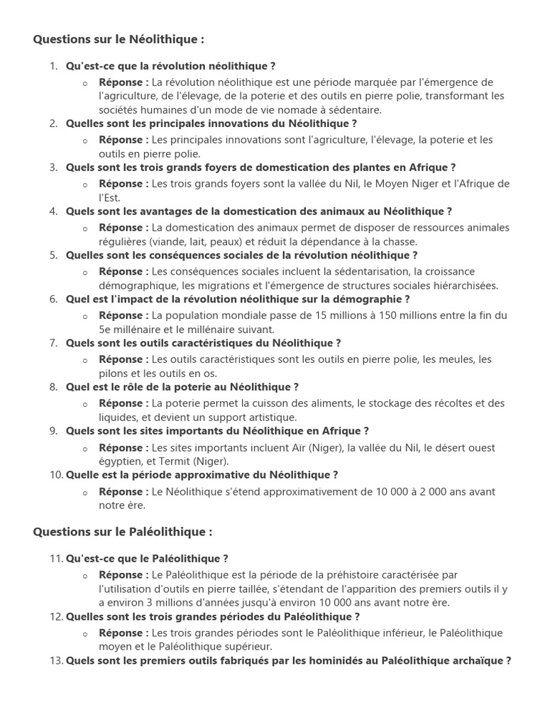 Comprendre le Paléolithique et Néolithique | PDF | Néolithique ...
