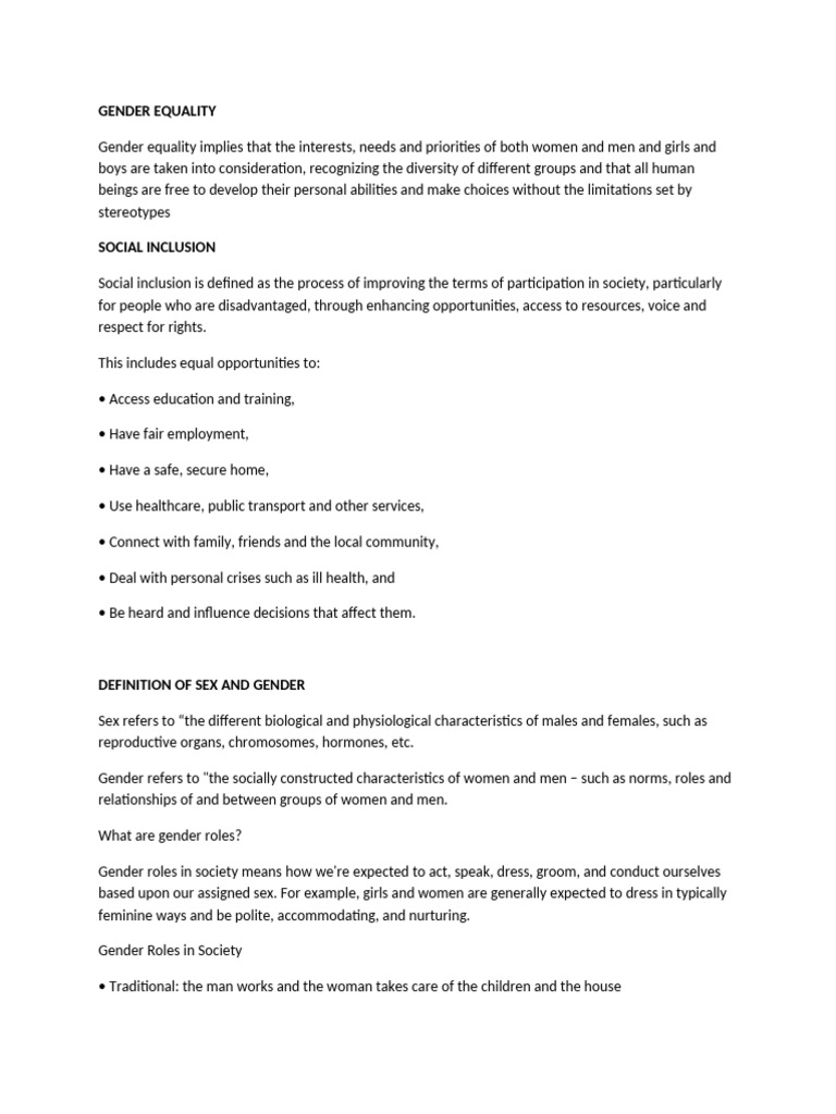 Gender Equality and Social Inclusion Insights | PDF | Gender Studies ...