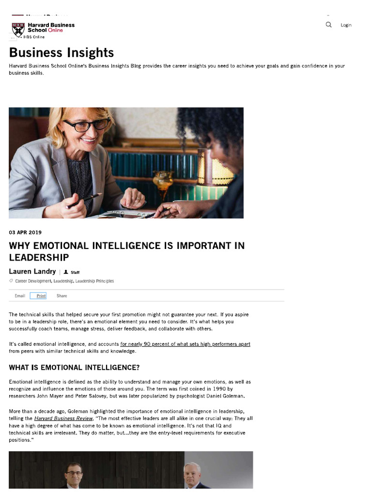 Why Emotional Intelligence Is Important in Leadership | PDF