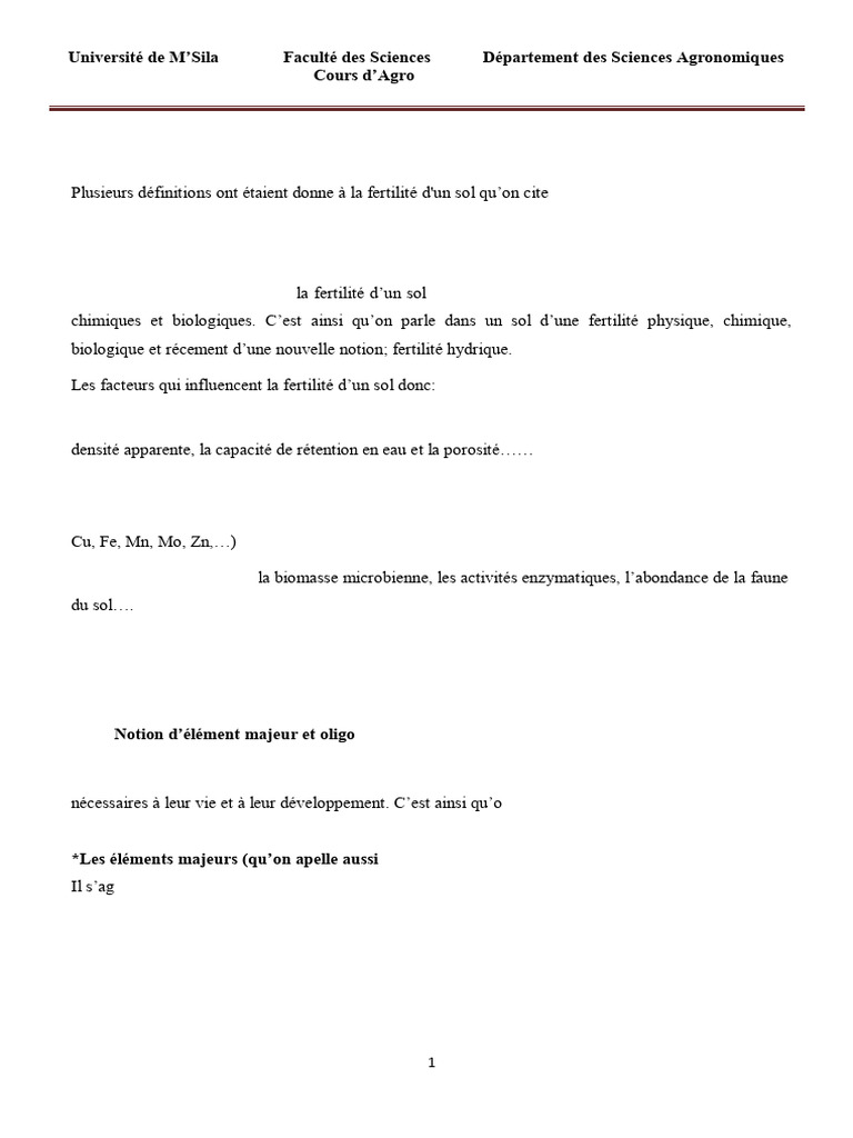 Éléments nutritifs et fertilité du sol | PDF | Fertilité des sols | Sol ...