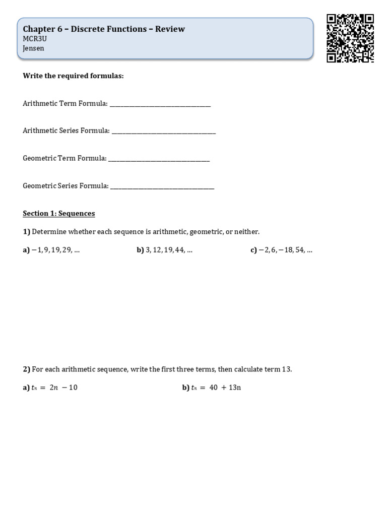 Chapter+6+Discrete+Functions+Review | PDF | Mathematics | Mathematical ...