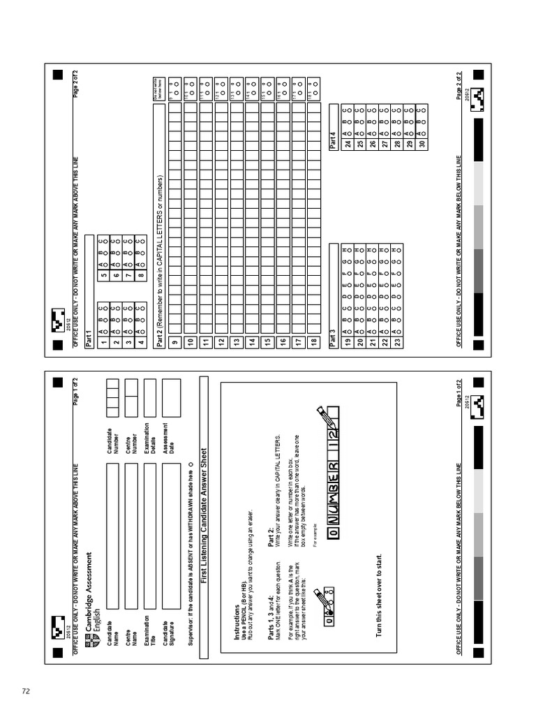 MARK SHEET Listening Paper | PDF