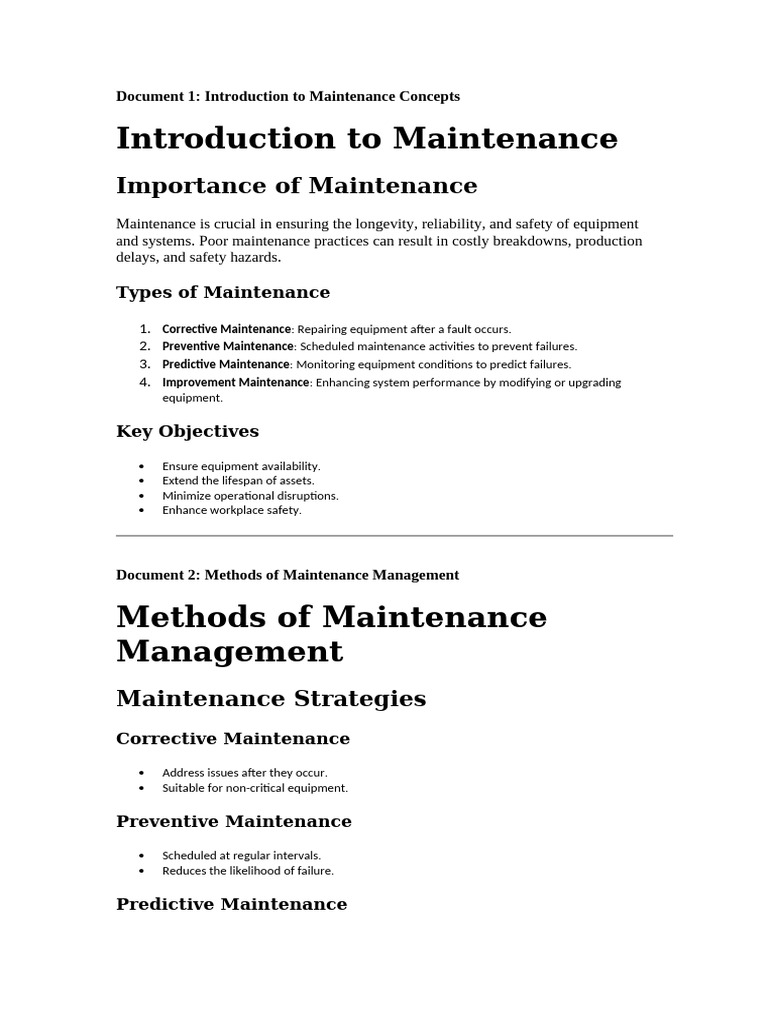 Essential Maintenance Concepts Overview | PDF | Reliability Engineering