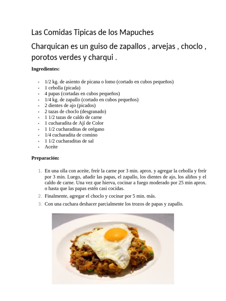 2 Comidas Mapuches Receta | PDF