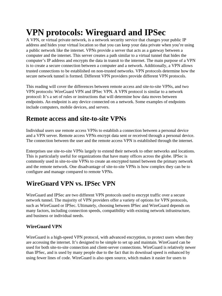 WireGuard vs IPSec VPN Explained | PDF | Virtual Private Network ...