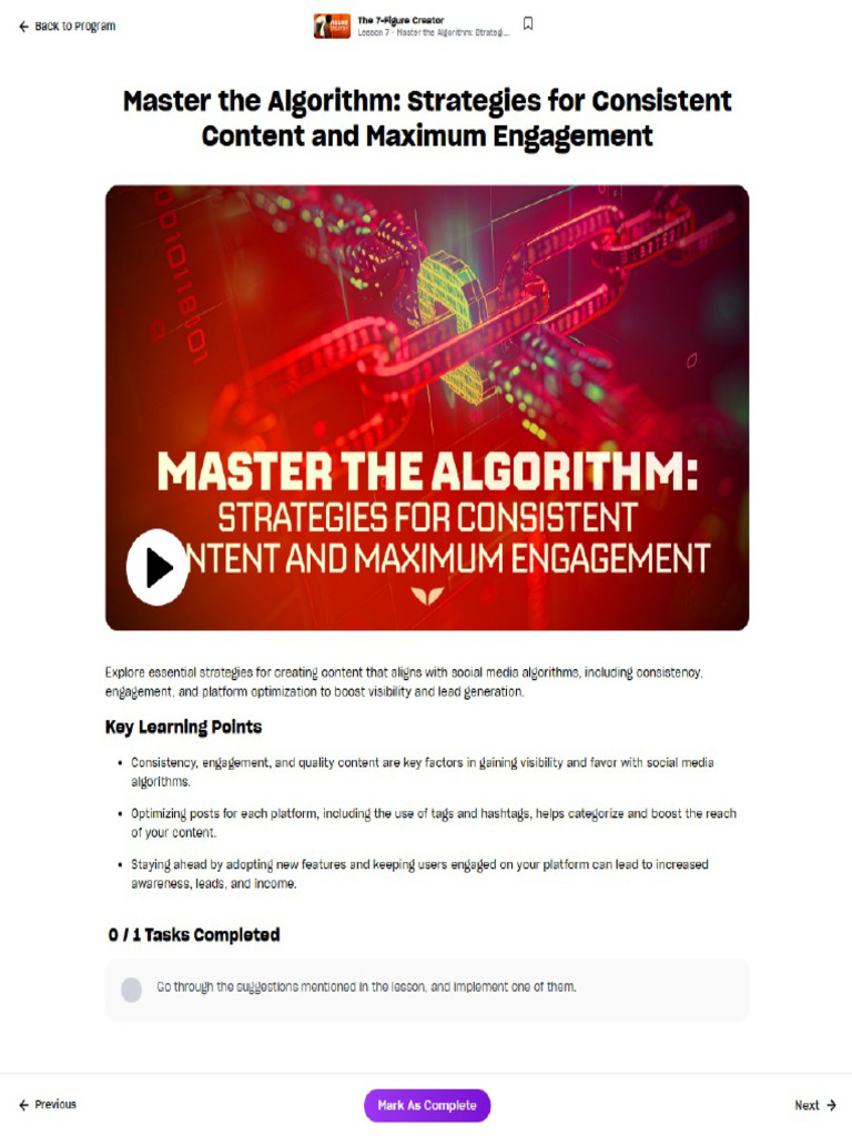 Lesson 7 - Master The Algorithm | PDF