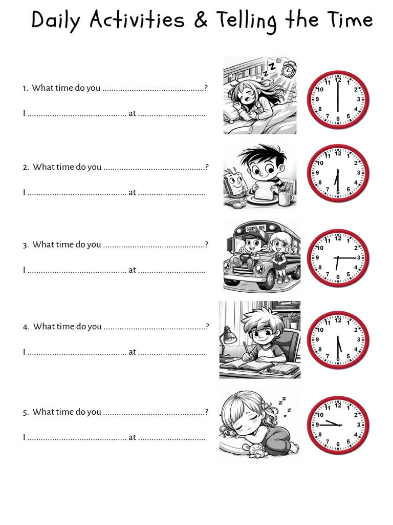 Daily Activities & Telling The Time | PDF