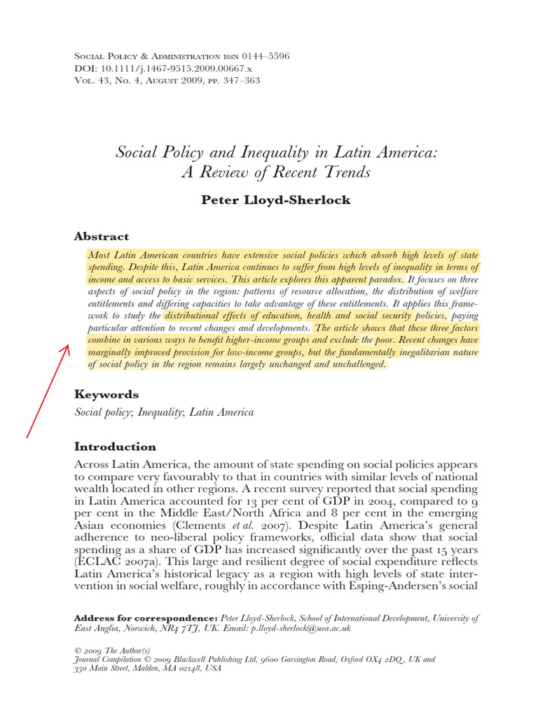 LLOYD-SHERLOCK, Peter - Social Policy and Inequality in Latin America ...