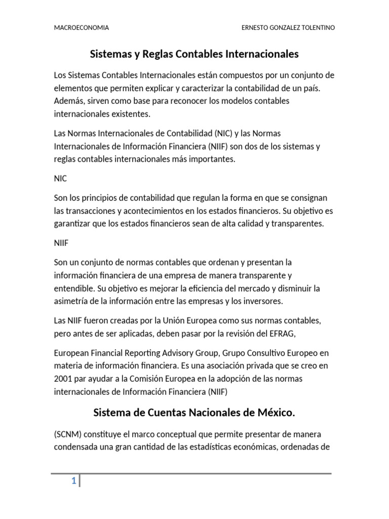 Sistemas Contables Internacionales y SCNM | PDF | normas ...