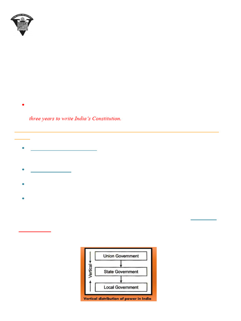 Indian Constitution - Notes 3 CIVICS CBSE CLASS 7 | PDF | Separation Of ...