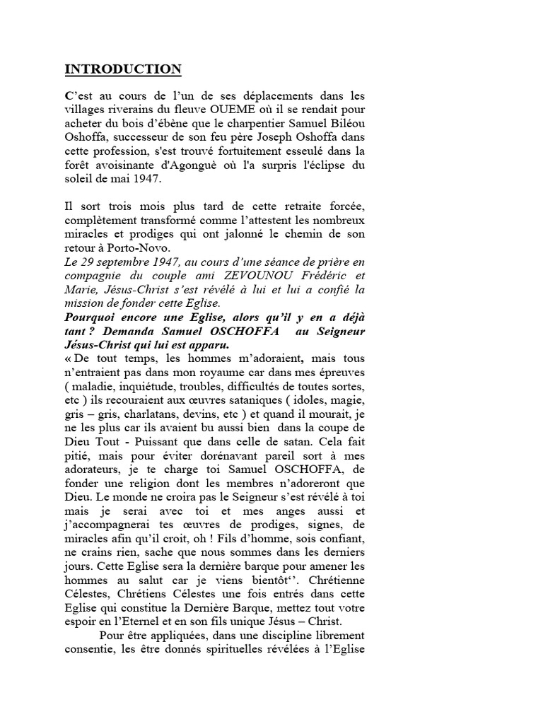 Statuts de l'Église du Christianisme Céleste | PDF | Église catholique ...