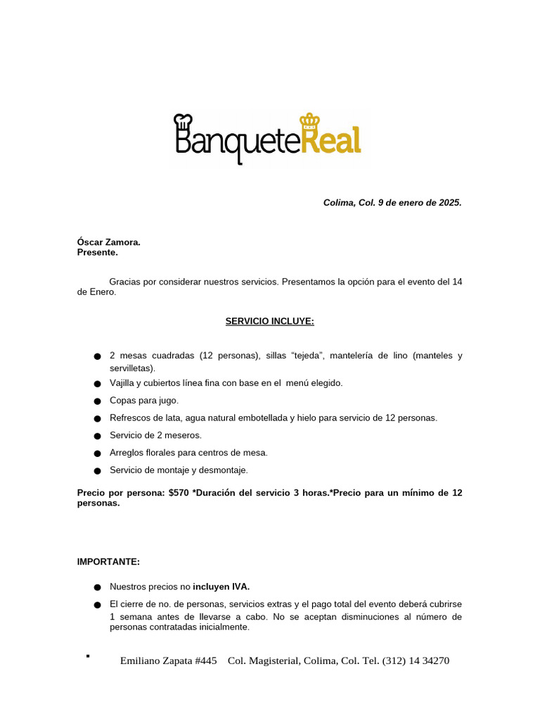 Servicio de Catering para Eventos en Colima | PDF