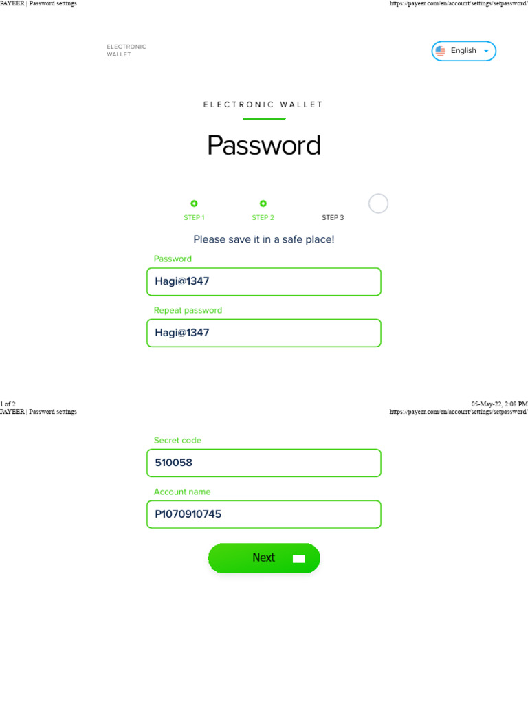 PAYEER Password Settings | PDF