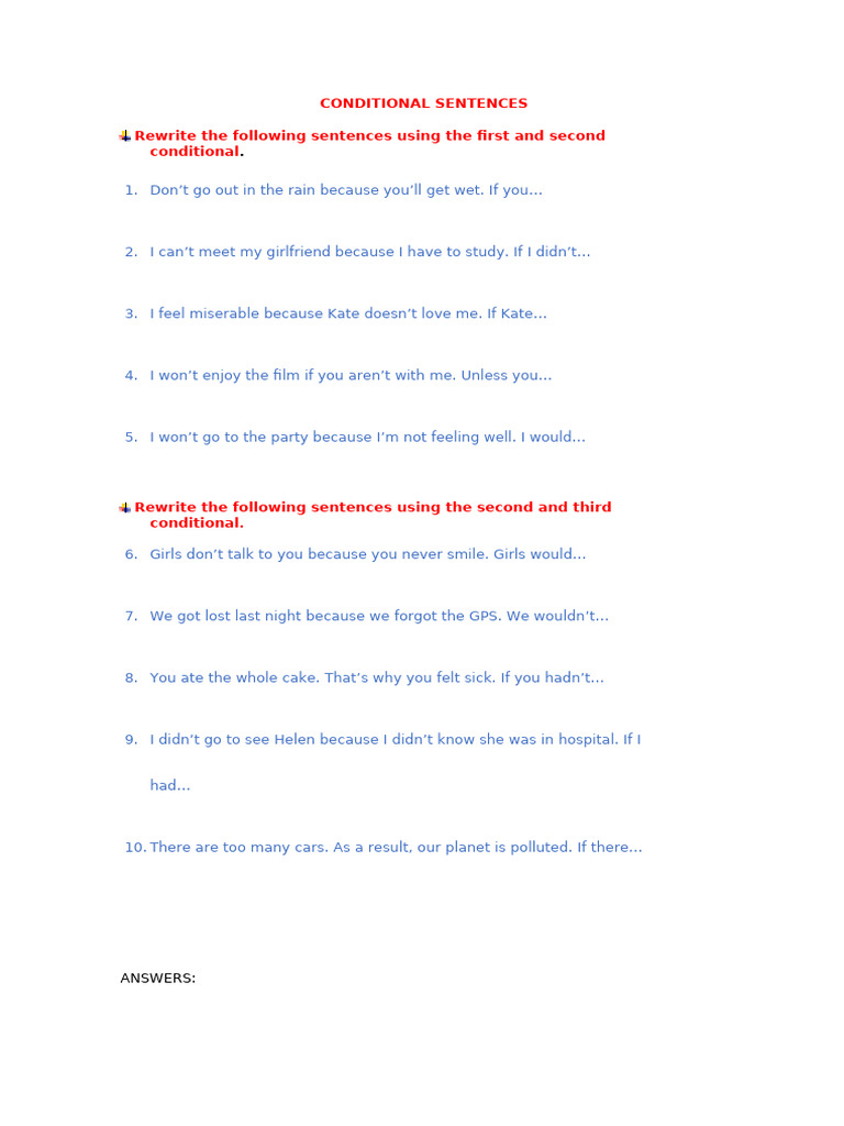 Conditional Sentences Practice Guide | PDF