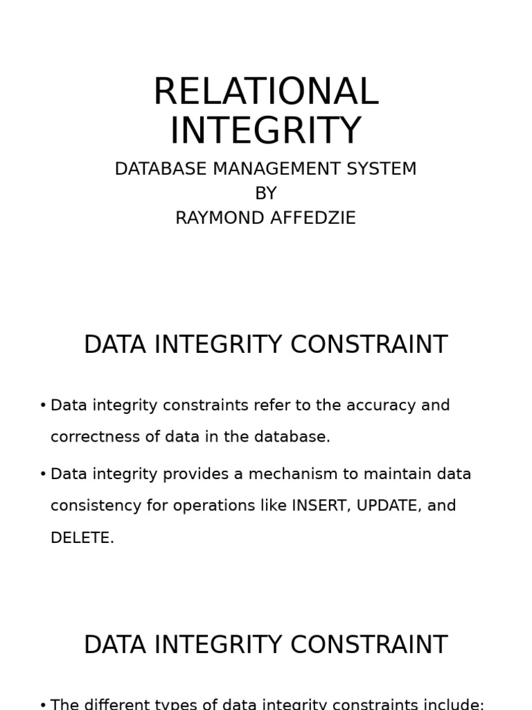 Understanding Data Integrity Constraints | PDF | Relational Database ...