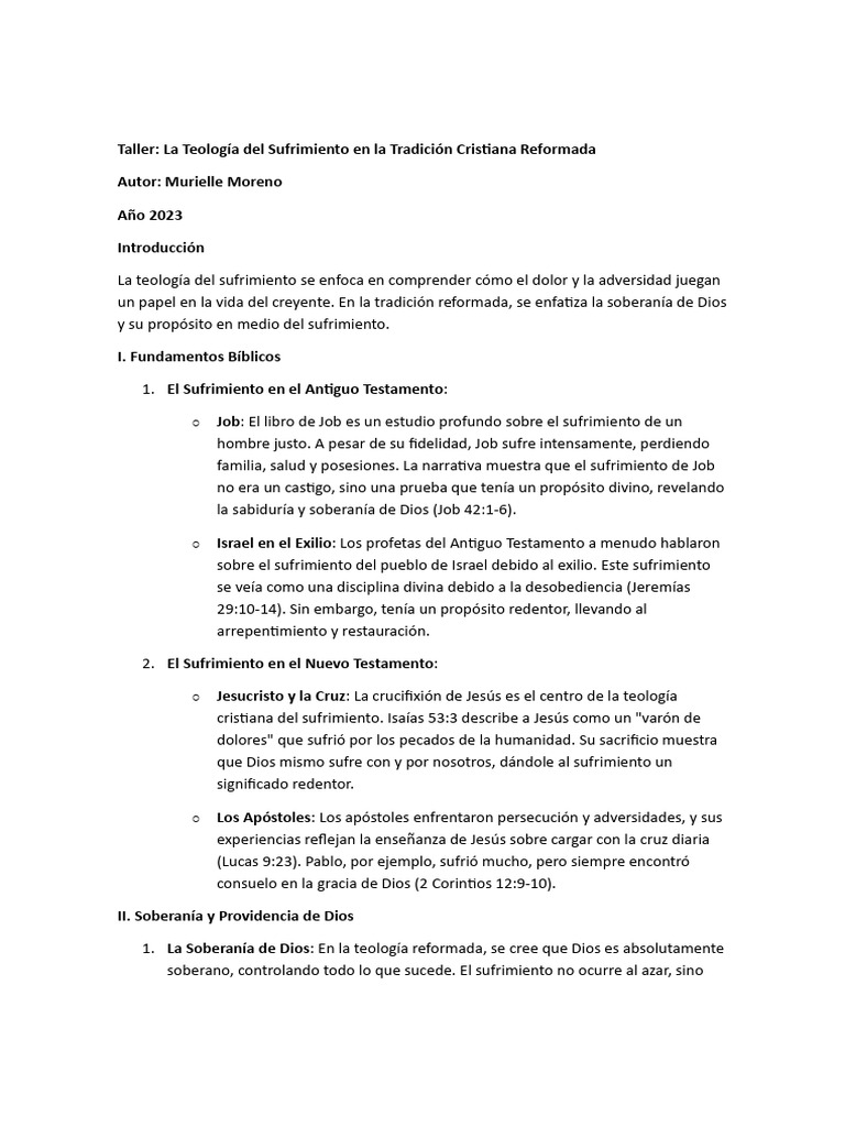 Teología del Sufrimiento Reformada | PDF | Libro de trabajo | Dios