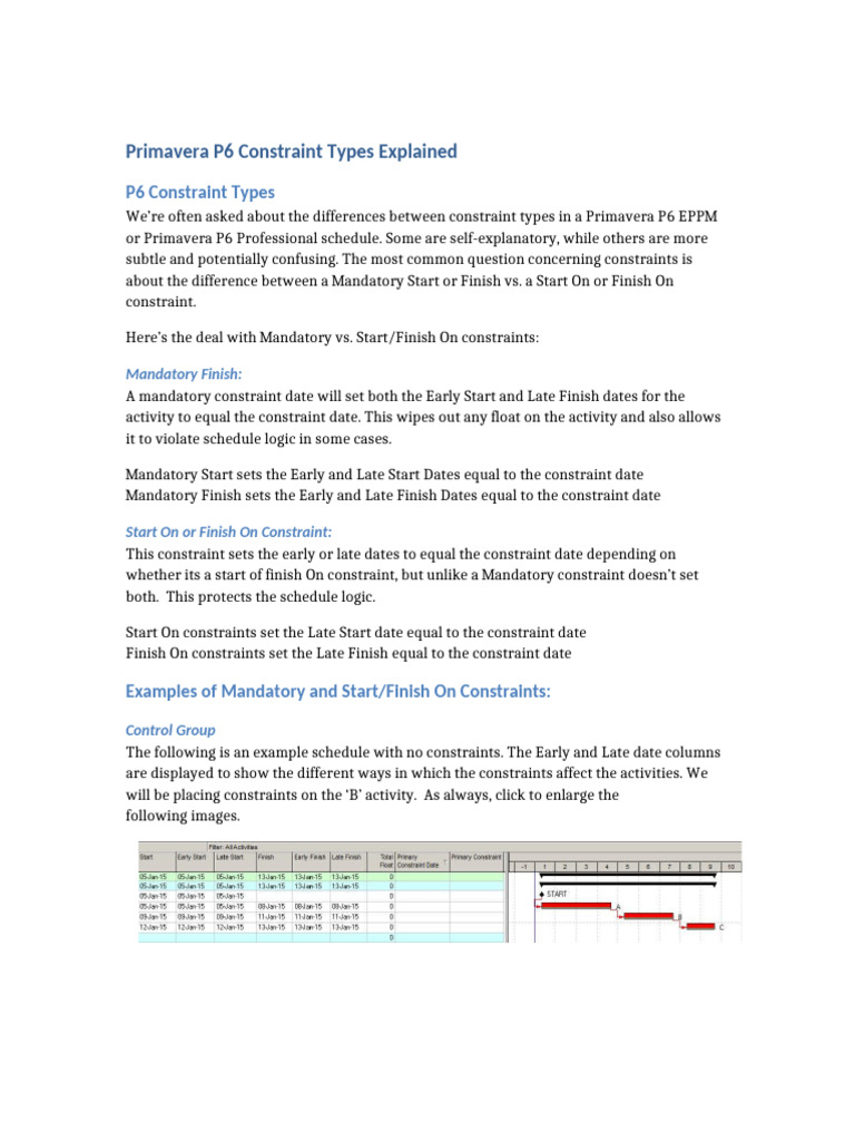 Understanding Primavera P6 Constraints | PDF