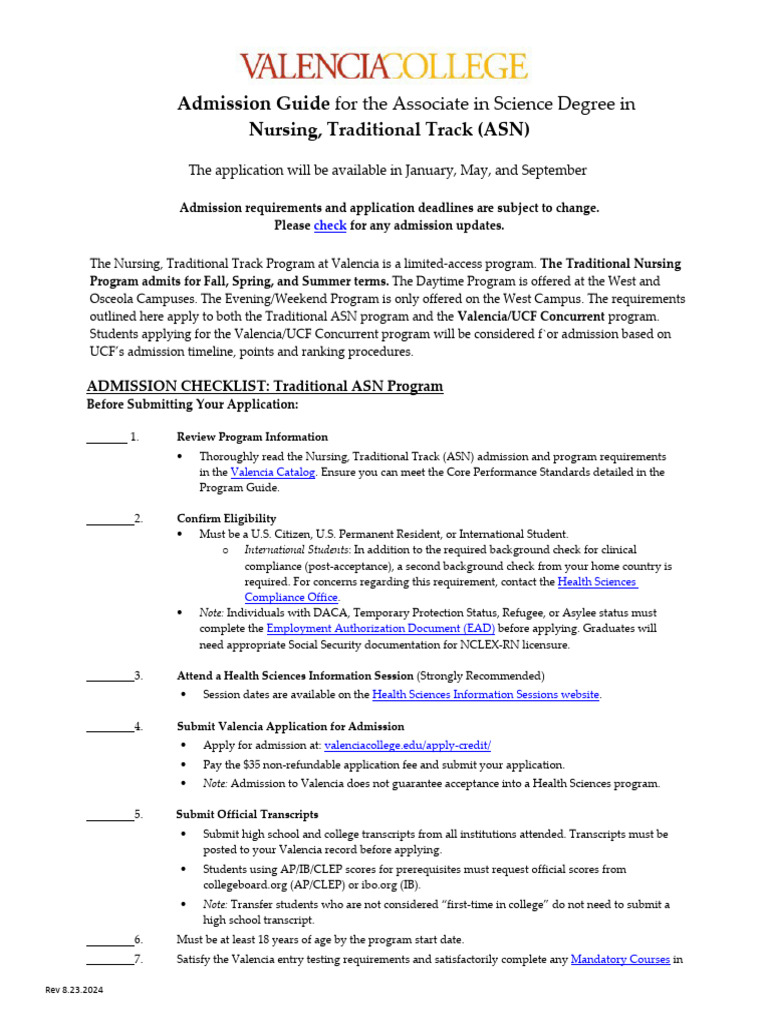 Valencia Nursing Program Admission Guide | PDF | University And College ...