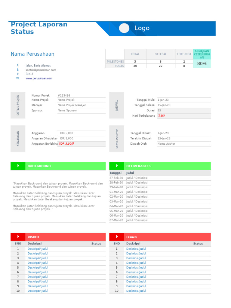 Laporan Status Proyek #123456 | PDF