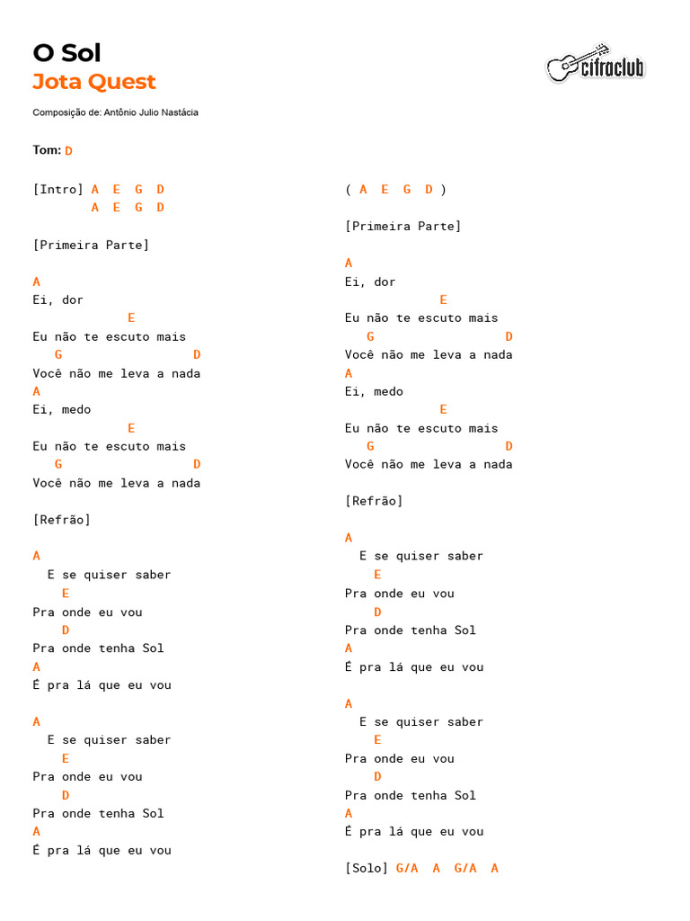 Letra da Música 