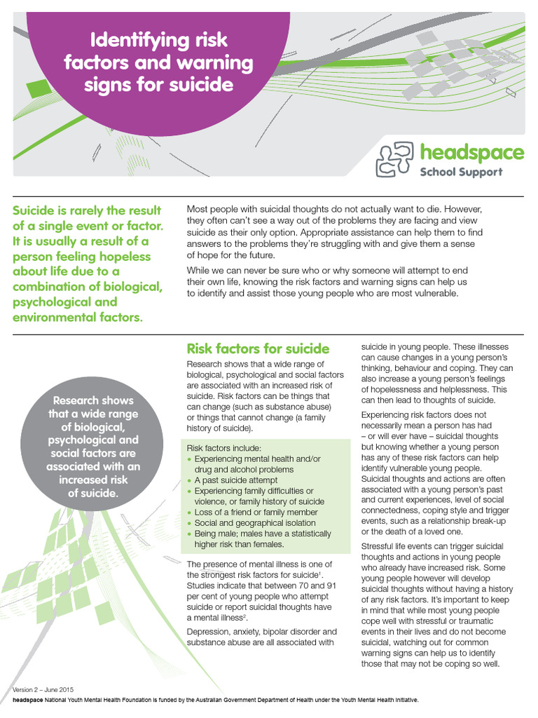 Identifying Risk Factors and Warning Signs For Suicide Web | PDF ...