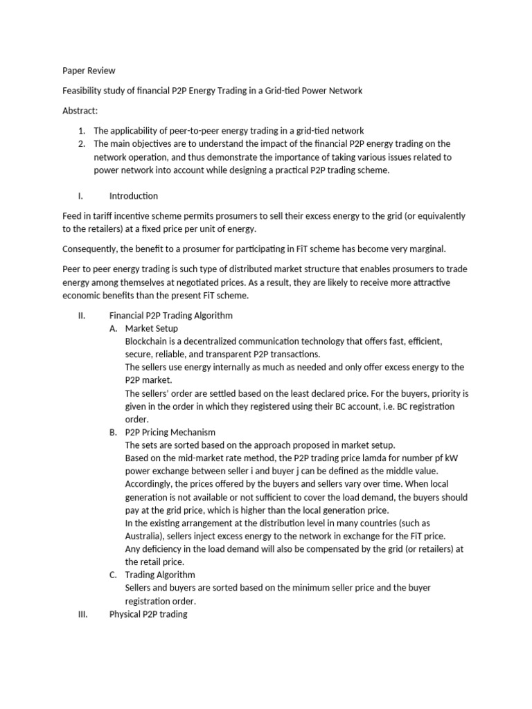 P2P Energy Trading Feasibility Study | PDF | Market (Economics ...