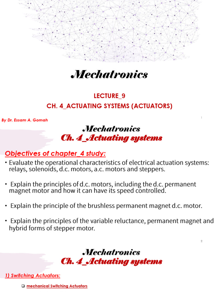 Actuating Systems in Mechatronics | PDF | Actuator | Relay