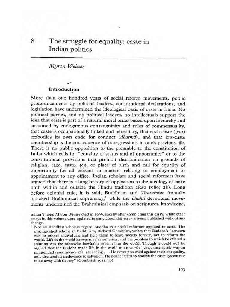 Caste and Equality in Indian Politics | PDF | Dalit | Caste