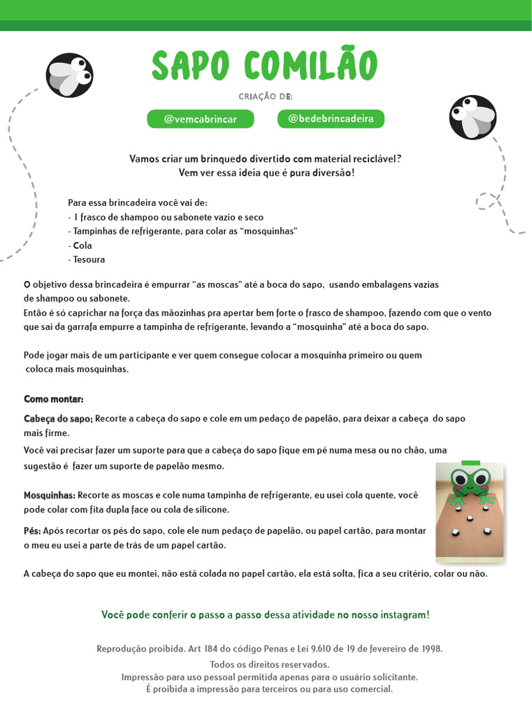 Sapo Comilão - Vem Cá Brincar Com Bê de Brincadeira | PDF