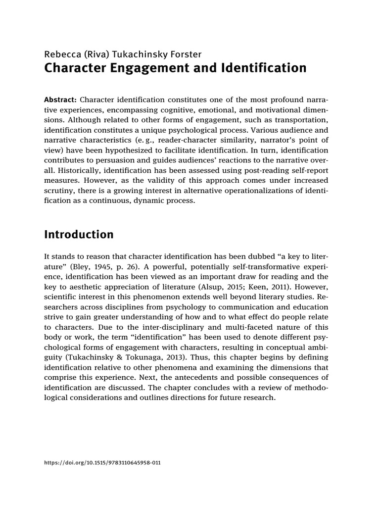 Understanding Character Identification | PDF | Empathy | Narration