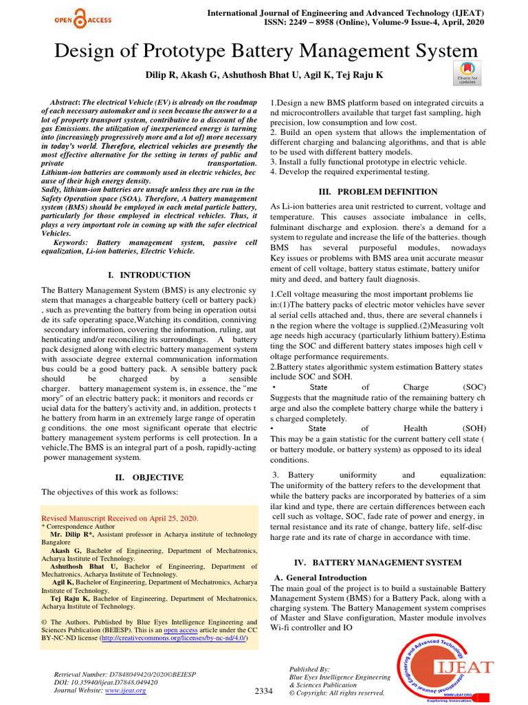 Design - of - Prototype - Battery - Management - S - Neew | PDF ...