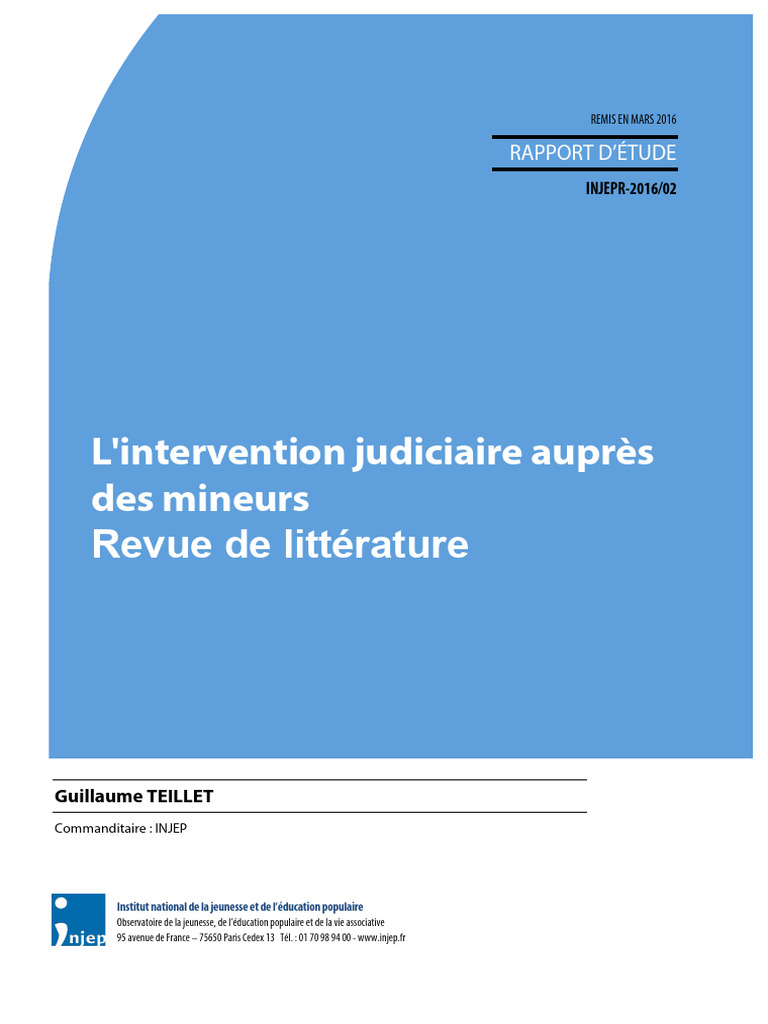 Intervention judiciaire et mineurs : étude | PDF | Justice | Crime et ...