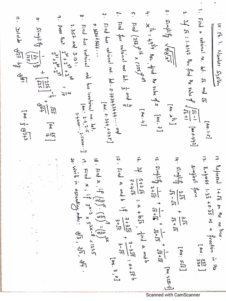 IX Maths CH 1 & 2 Worksheet | PDF