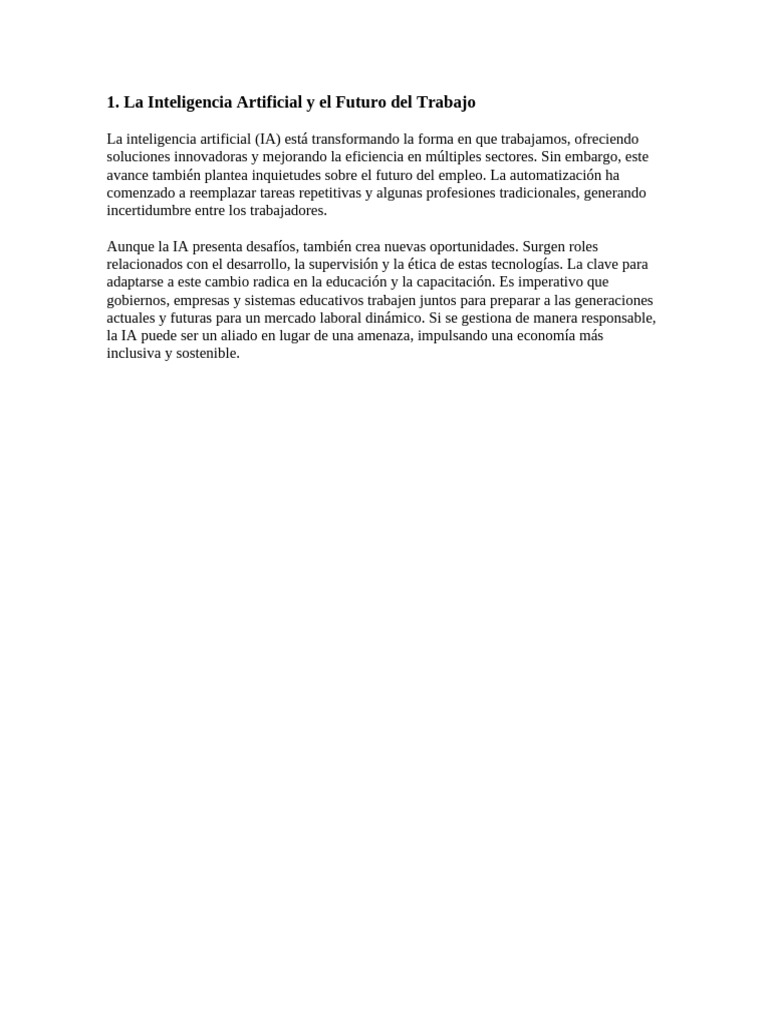 La Inteligencia Artificial y El Futuro Del Trabajo | PDF