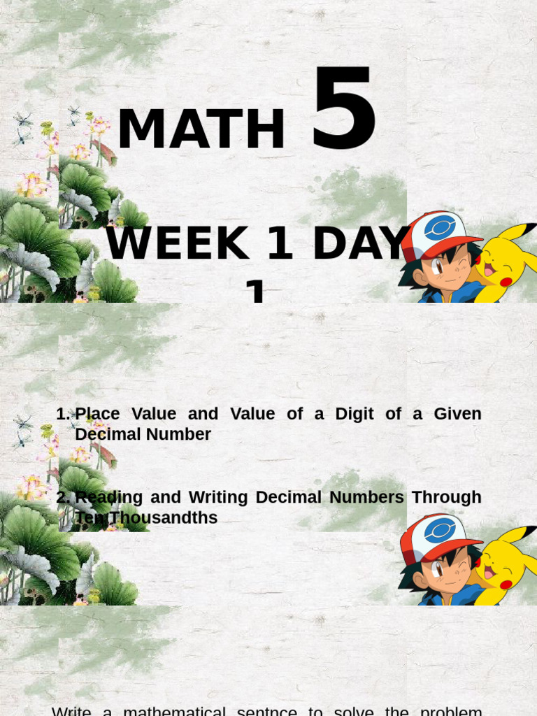 MATH 5 Q2 WEEK 1 | PDF | Mercury (Planet) | Numbers