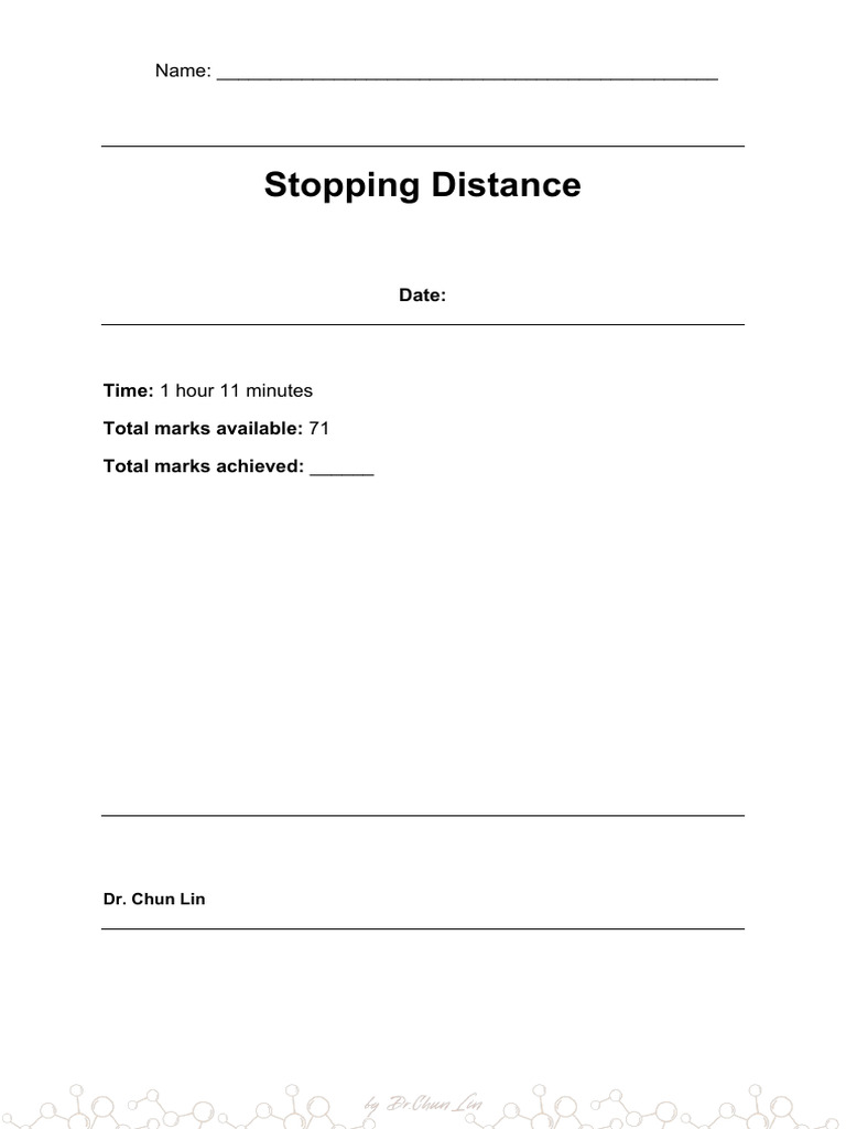 Stopping Distance 71min | PDF | Force | Speed