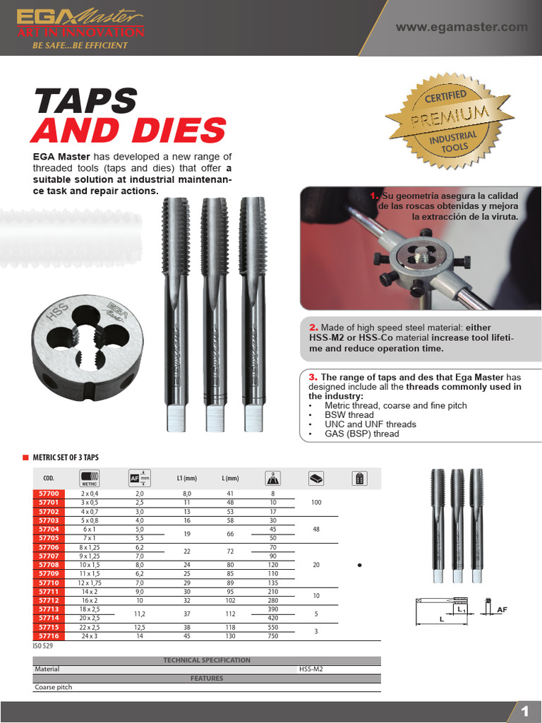 EGA Master Threaded Tools Overview | PDF | Machining | Metalworking