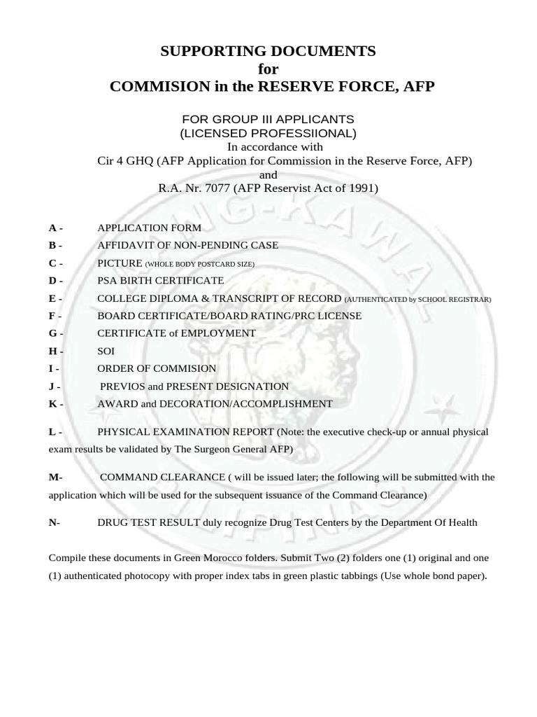Reserve Force Commission Application Guide | PDF