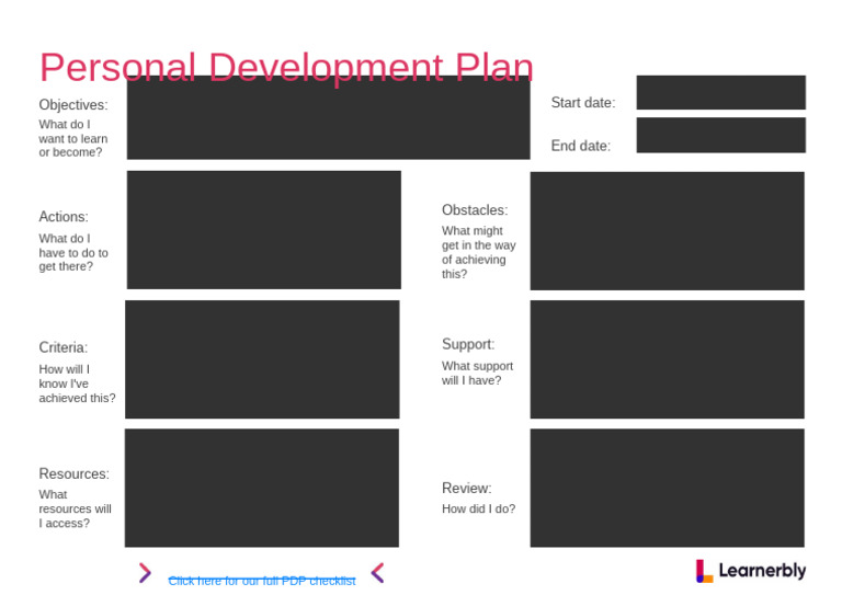 Personal Development Plan Learnerbly Template | PDF