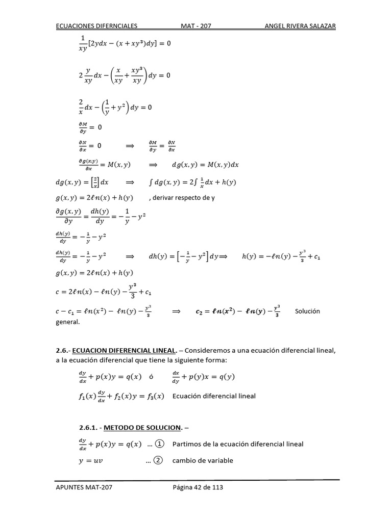MAT-207 Unidad 2 Parte 5 | PDF | Ecuaciones | Integral